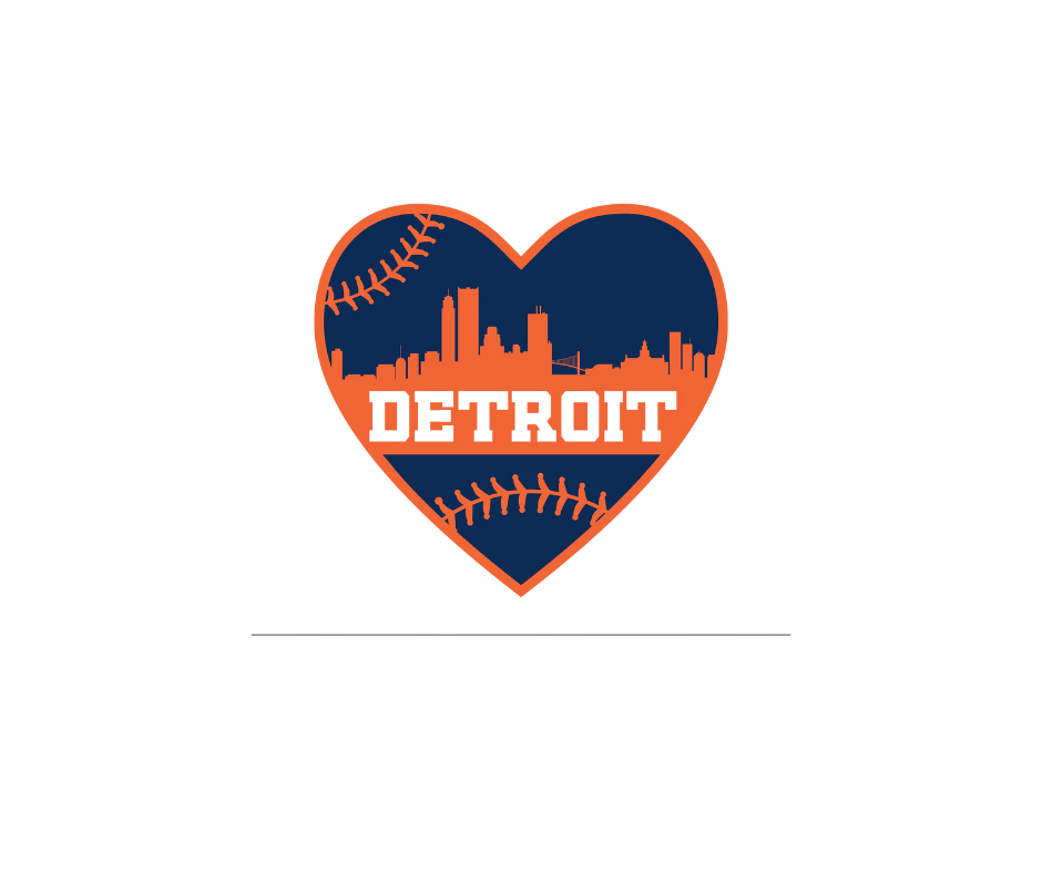 Detroit Tigers Baseball Skyline Heart